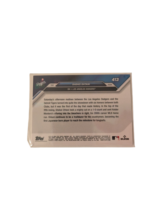 2024 Topps Now Los Angeles Dodgers Shohei Ohtani 200TH Career HR #413 Card