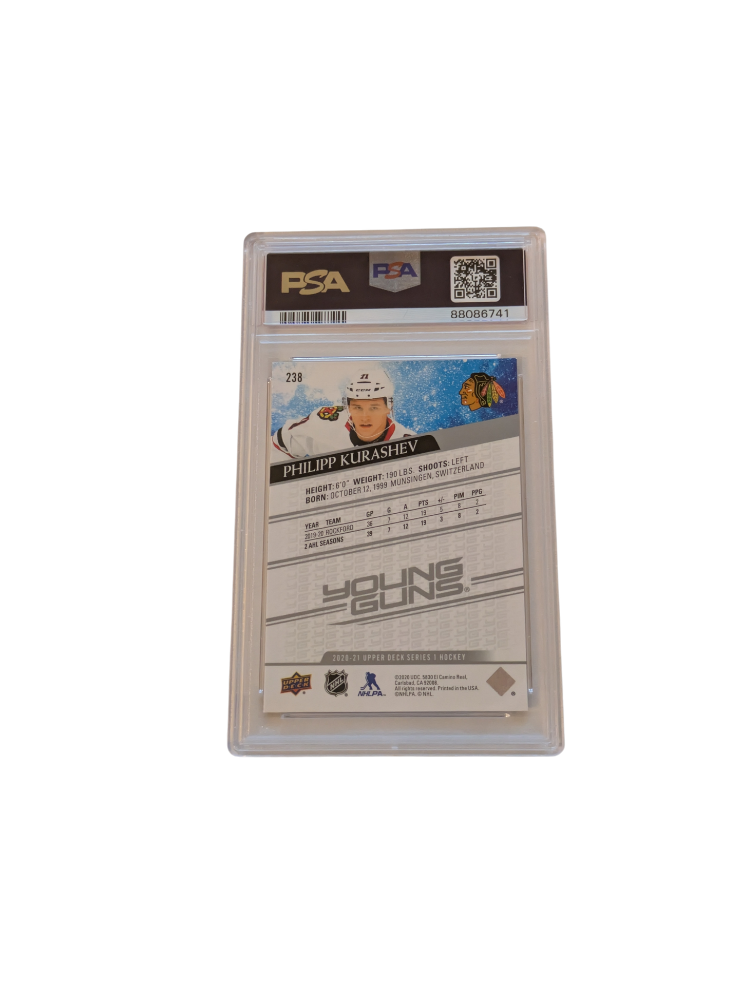 2020 Upper Deck Young Guns Chicago Blackhawks Philipp Kurashev PSA Card