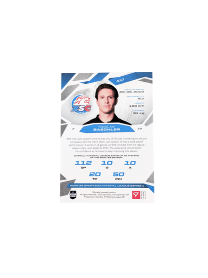 2026 SportZoo National League ZSC Lions Nicholas Baechler Green 08/30 card