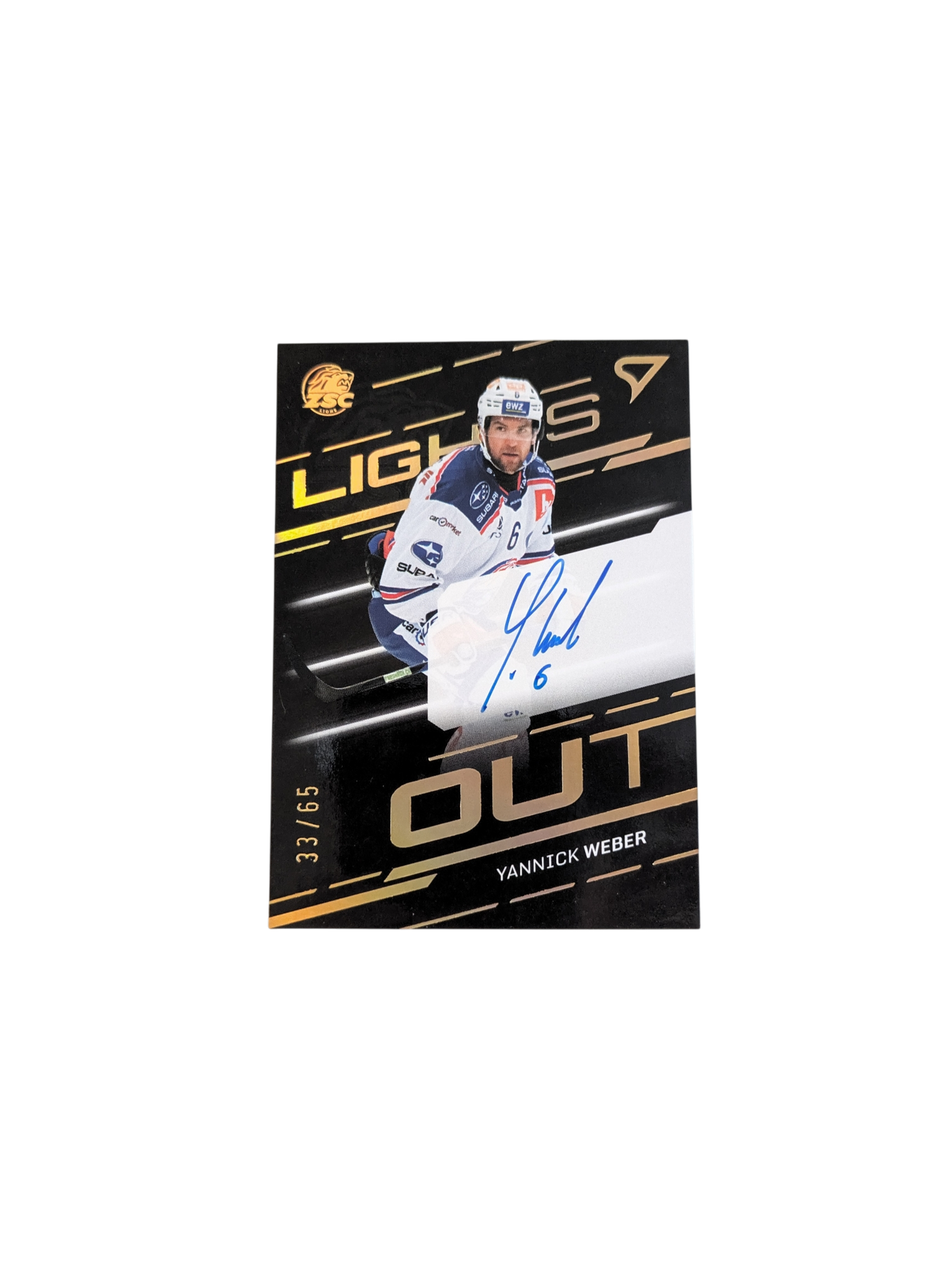 2024/25 SportZoo National League Lights Out ZSC Lions Yannick Weber Auto 33/65 card