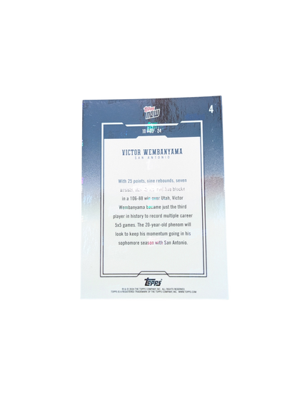 2024 Topps Now San Antonio Spurs 5x5 Games Victor Wembanyama Rookie card