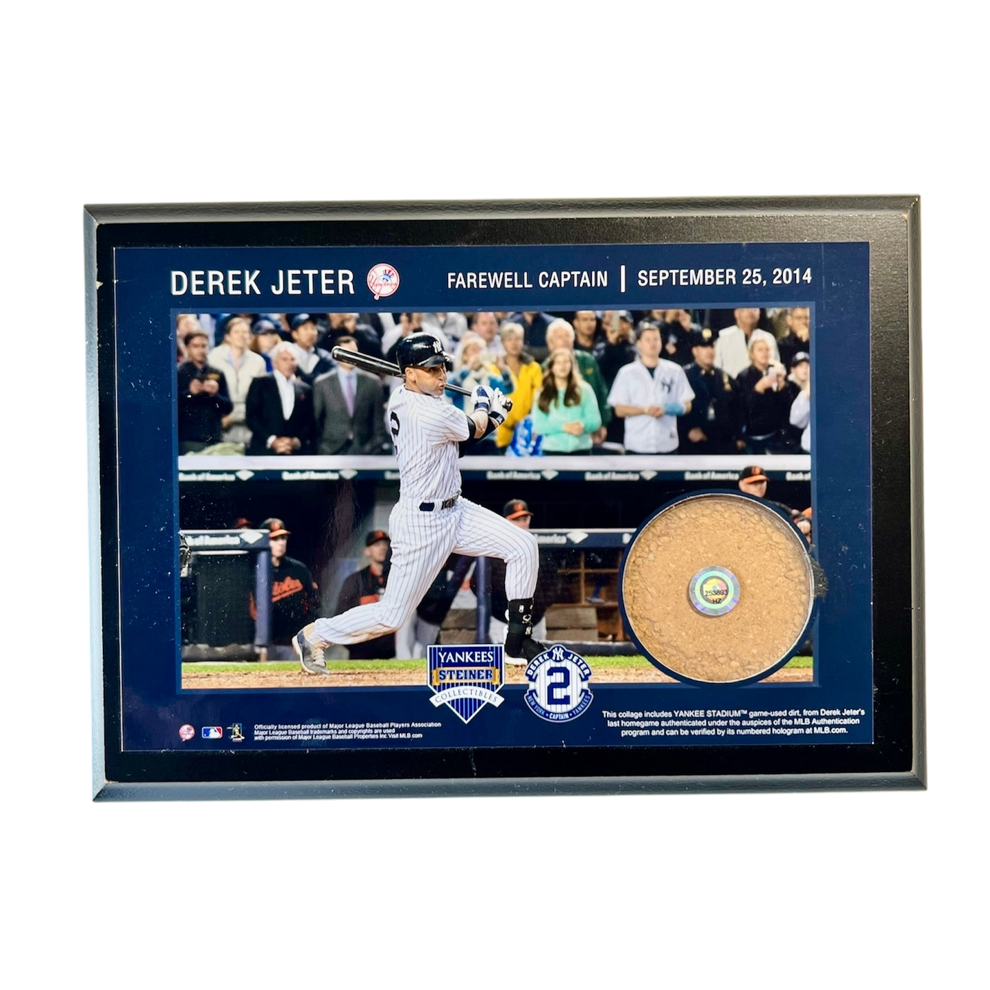 2014 New York Yankees Derek Jeter Farewell Captain Game-Used Dirt (130x180mm)
