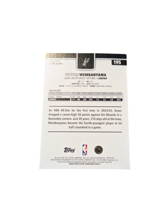 2025 Topps Flagship San Antonio Spurs Victor Wembanyama #195 card
