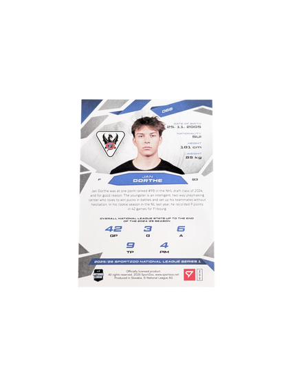 2026 SportZoo National League Fribourg Gottéron Jan Dorthe 08/30 card