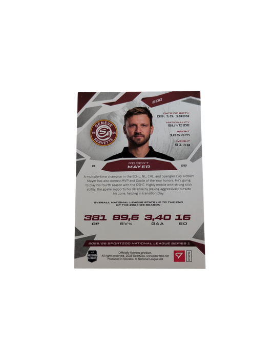 2026 SportZoo National League GSHC Robert Mayer Green 04/30 card