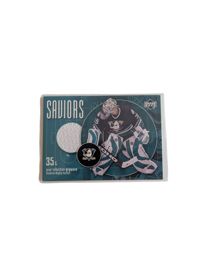 2002 Upper Deck Saviors Mighty Ducks of Anaheim Jean-Sebastien Giguere Patch Card