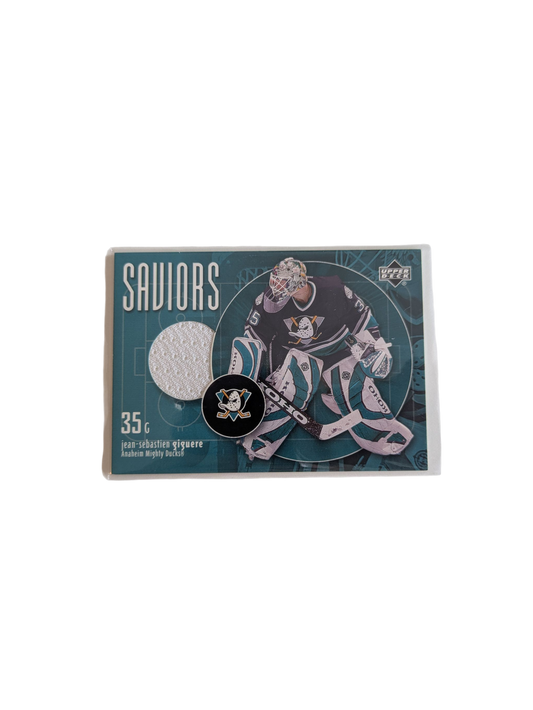 2002 Upper Deck Saviors Mighty Ducks of Anaheim Jean-Sebastien Giguere Patch Card