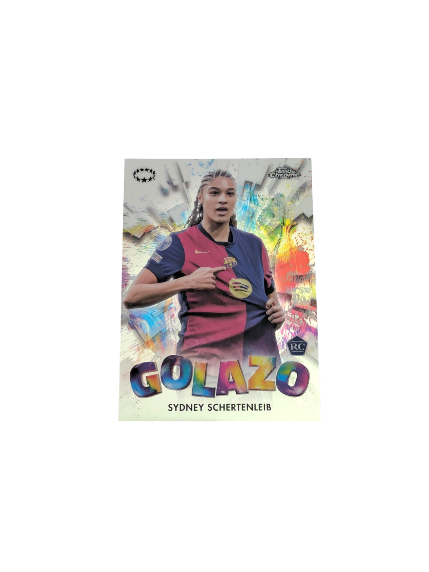 2025 Topps Chrome FC Barcelona Sydney Schertenleib Golazo Rookie card