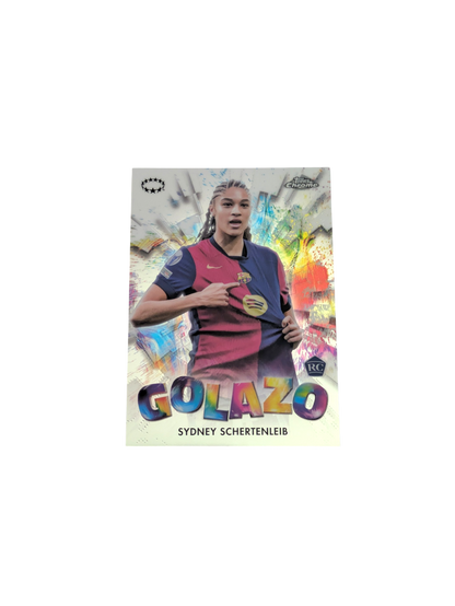 2025 Topps Chrome FC Barcelona Sydney Schertenleib Golazo Rookie card