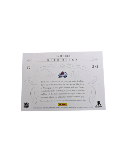 2013-14 Panini Timeline Colorado Avalanche Reto Berra Patch 11/99 card