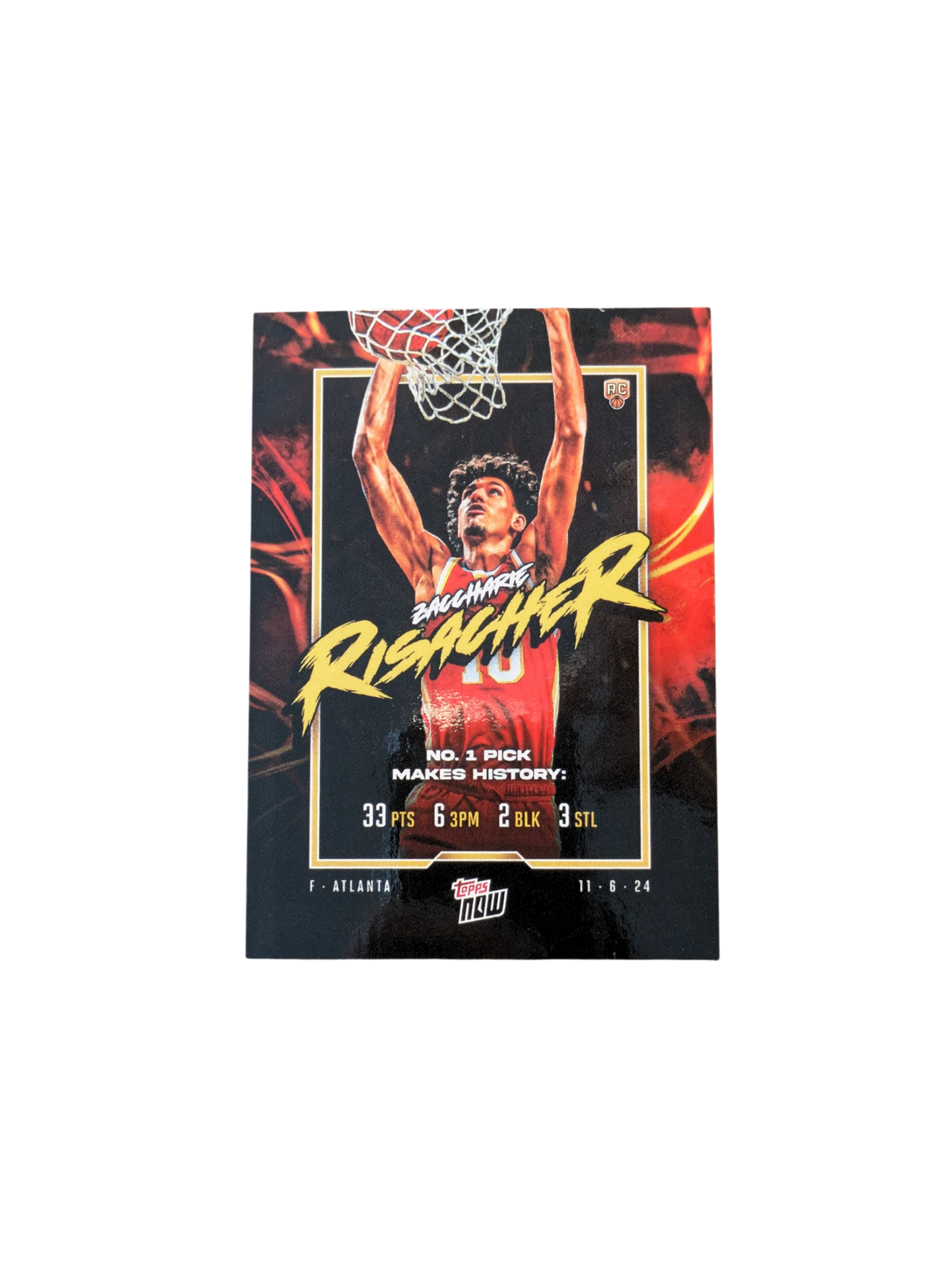 2024 Topps Now Atlanta Hawks Zaccharie Risacher History Rookie Card