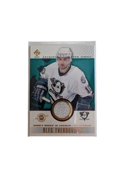 2002 Pacific Mighty Ducks of Anaheim Oleg Tverdovsky Patch Card