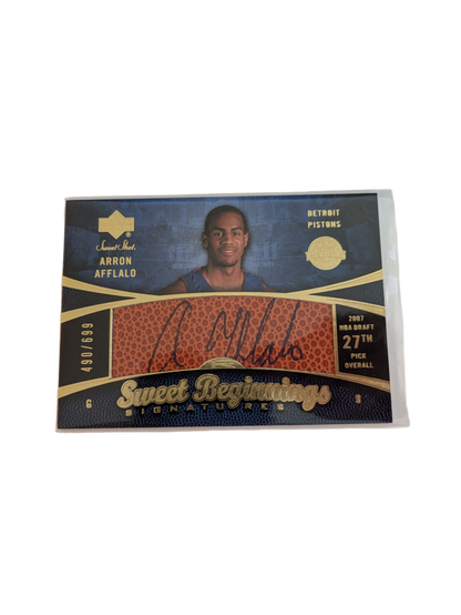 2007 Upper Deck Sweet Beginnings Signatures Detroit Pistons Arron Afflalo Auto Card
