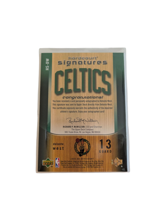 2005 Upper Deck Hardcourt Signatures Boston Celtics Delonte West Auto Card
