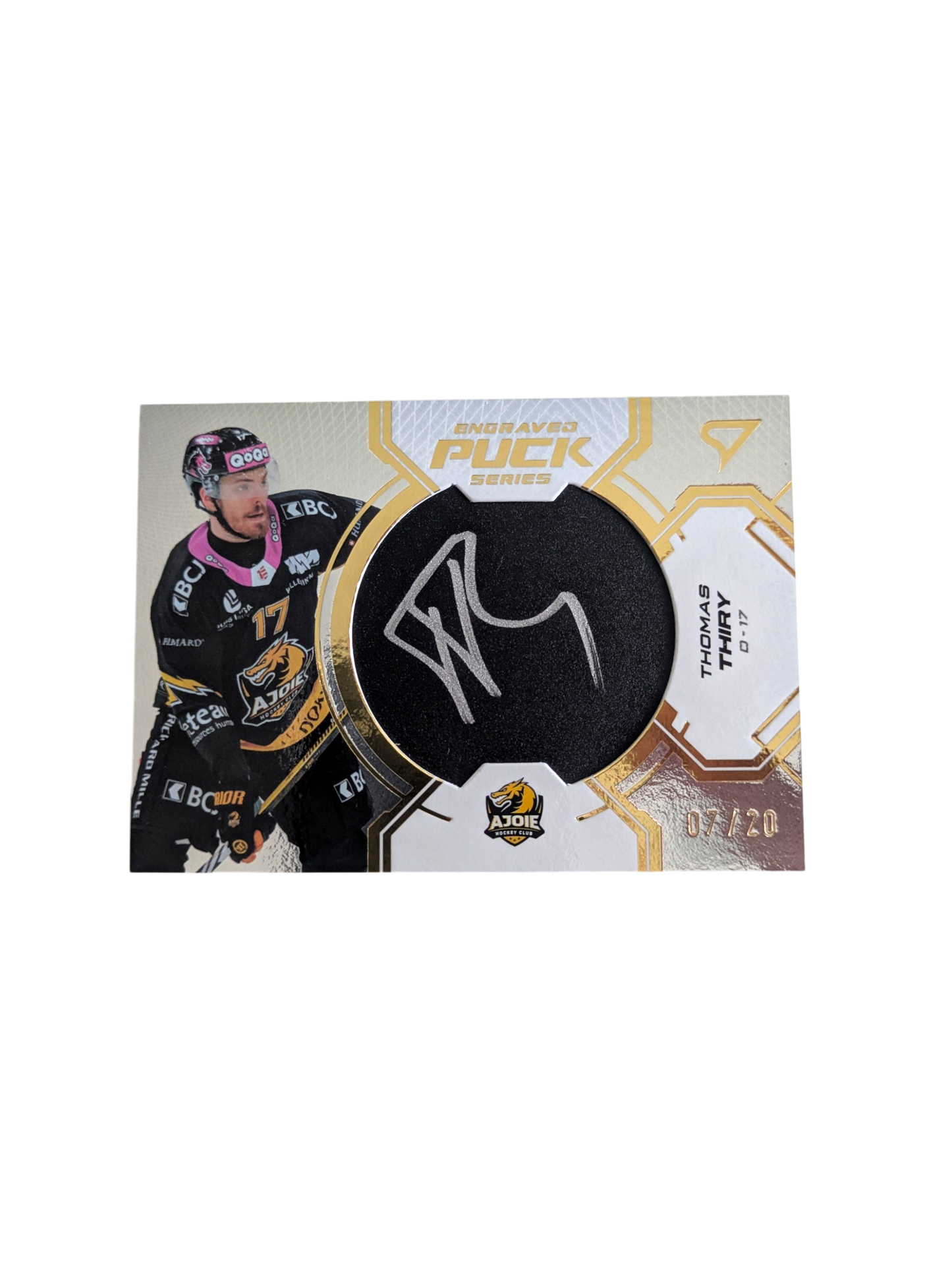 2025 SportZoo National League Series 2 Ajoie Engraved Puck Thomas Thiry 07/20 card