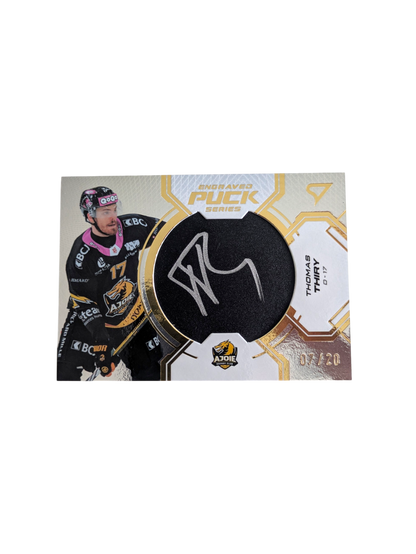 2025 SportZoo National League Series 2 Ajoie Engraved Puck Thomas Thiry 07/20 card