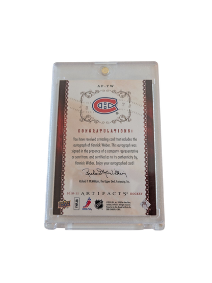 2010 Upper Deck Artifacts Montreal Canadiens Yannick Weber Auto Card