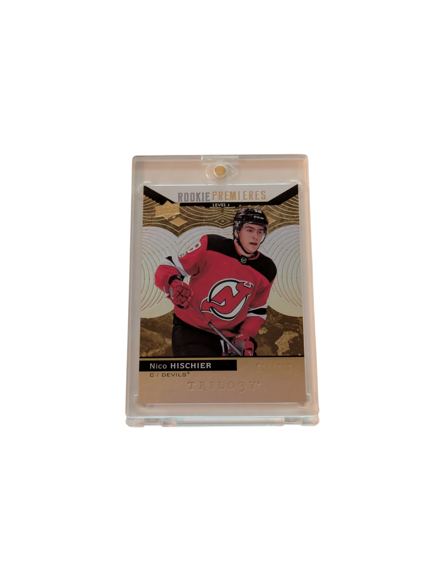 2017 Upper Deck Trilogy Jersey New Devils Nico Hischier Jersey /999 Patch card