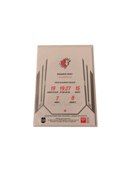 2025 SportZoo National League Playoffs Hockey Lausanne HC Damien Riat 1/1 Card