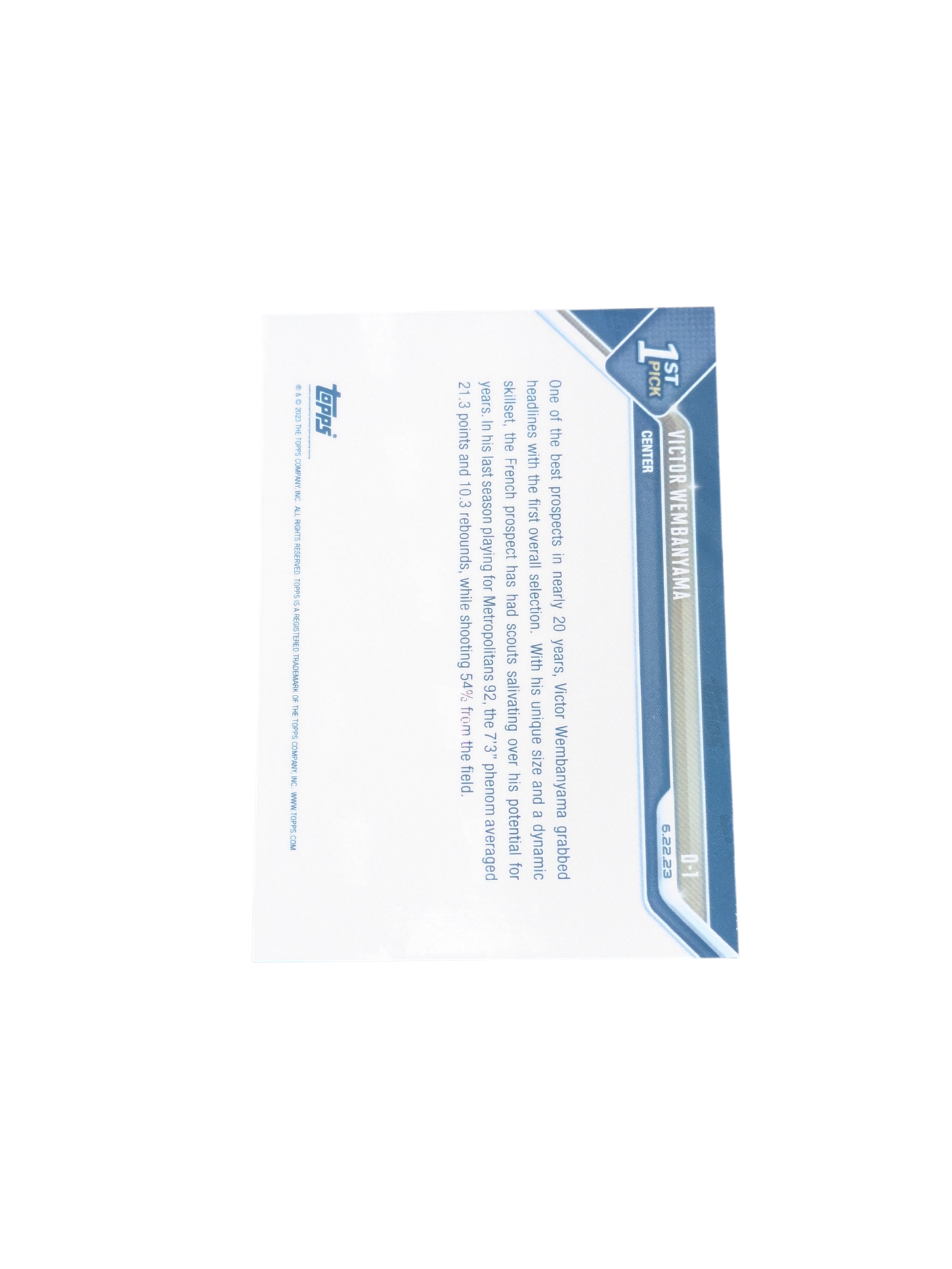 2024 Topps Now San Antonio Spurs Draft Pick 1 Victor Wembanyama Rookie card