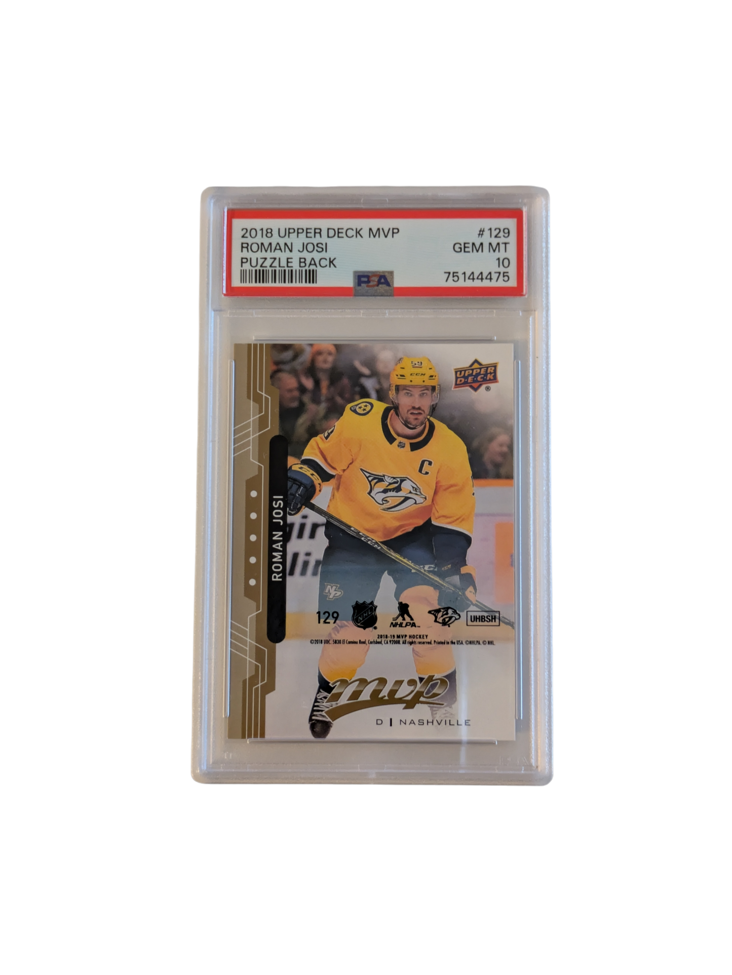 2018 Upper Deck MVP Nashville Predators Roman Josi Puzzle Back PSA Card