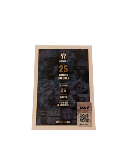 FC Zürich Football Auto Card signed by Yanick Brecher