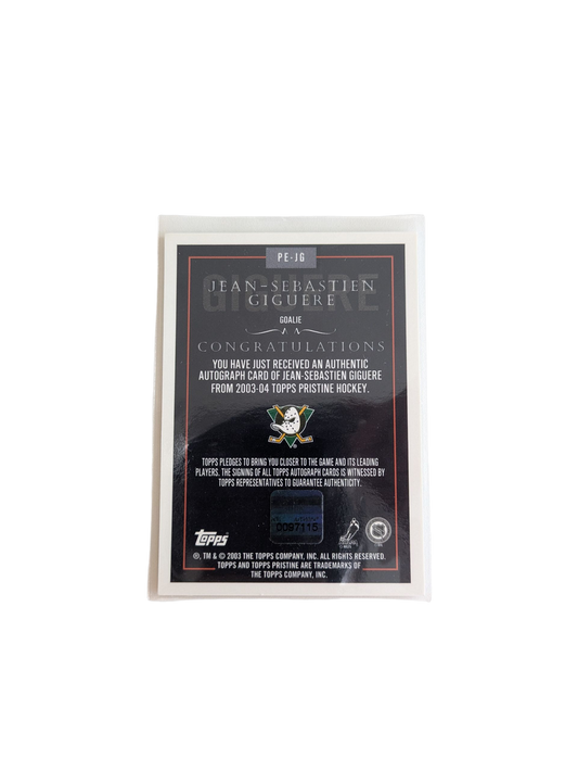 2003 Topps Mighty Ducks of Anaheim Jean-Sebastien Giguere Auto Card