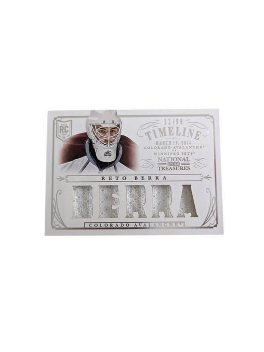 2013-14 Panini Timeline Colorado Avalanche Reto Berra Patch 11/99 card