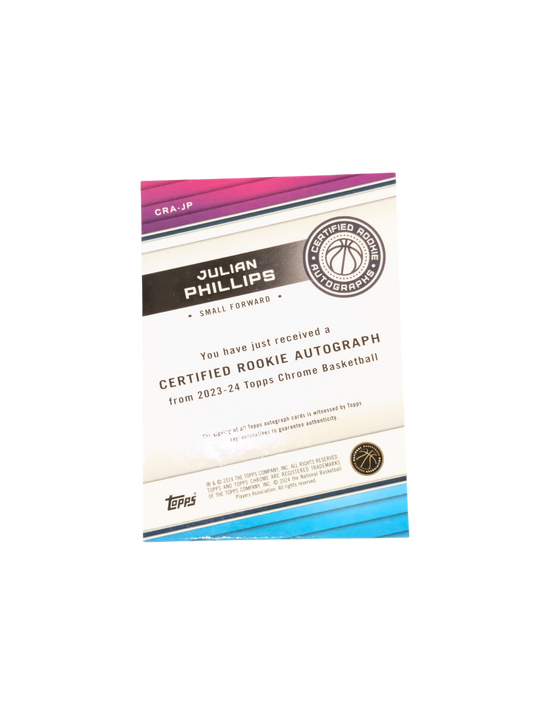 2024 Topps Chrome Chicago Bulls Julian Phillips Auto Rookie card