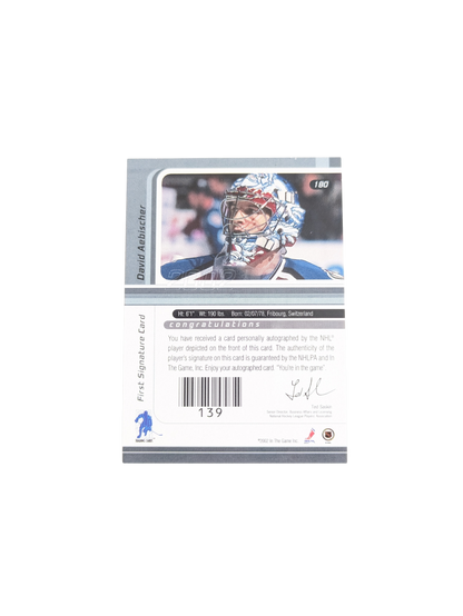 2002 In the Game Signature Series Colorado Avalanche David Aebischer Auto card