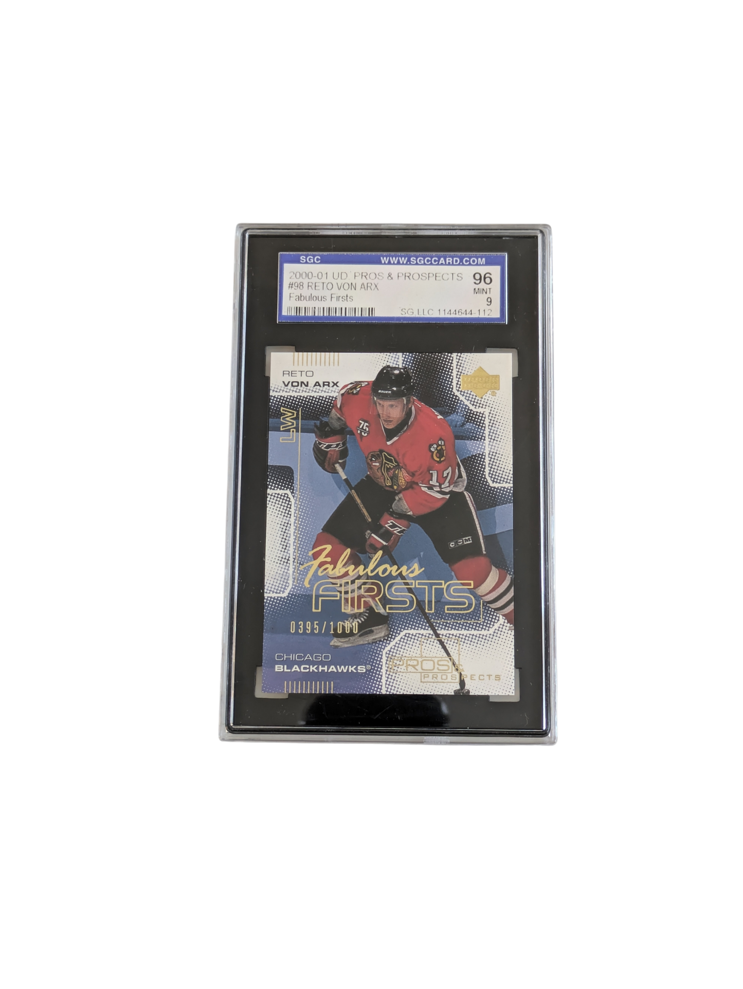 2000 Upper Deck Pros & Prospects Chicago Blackhawks Reto Von Arx SGC /1000 Card