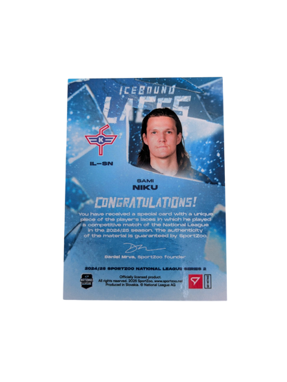 2025 SportZoo National League Series 2 EHC Kloten IceBound Laces Sami Niku /30 card