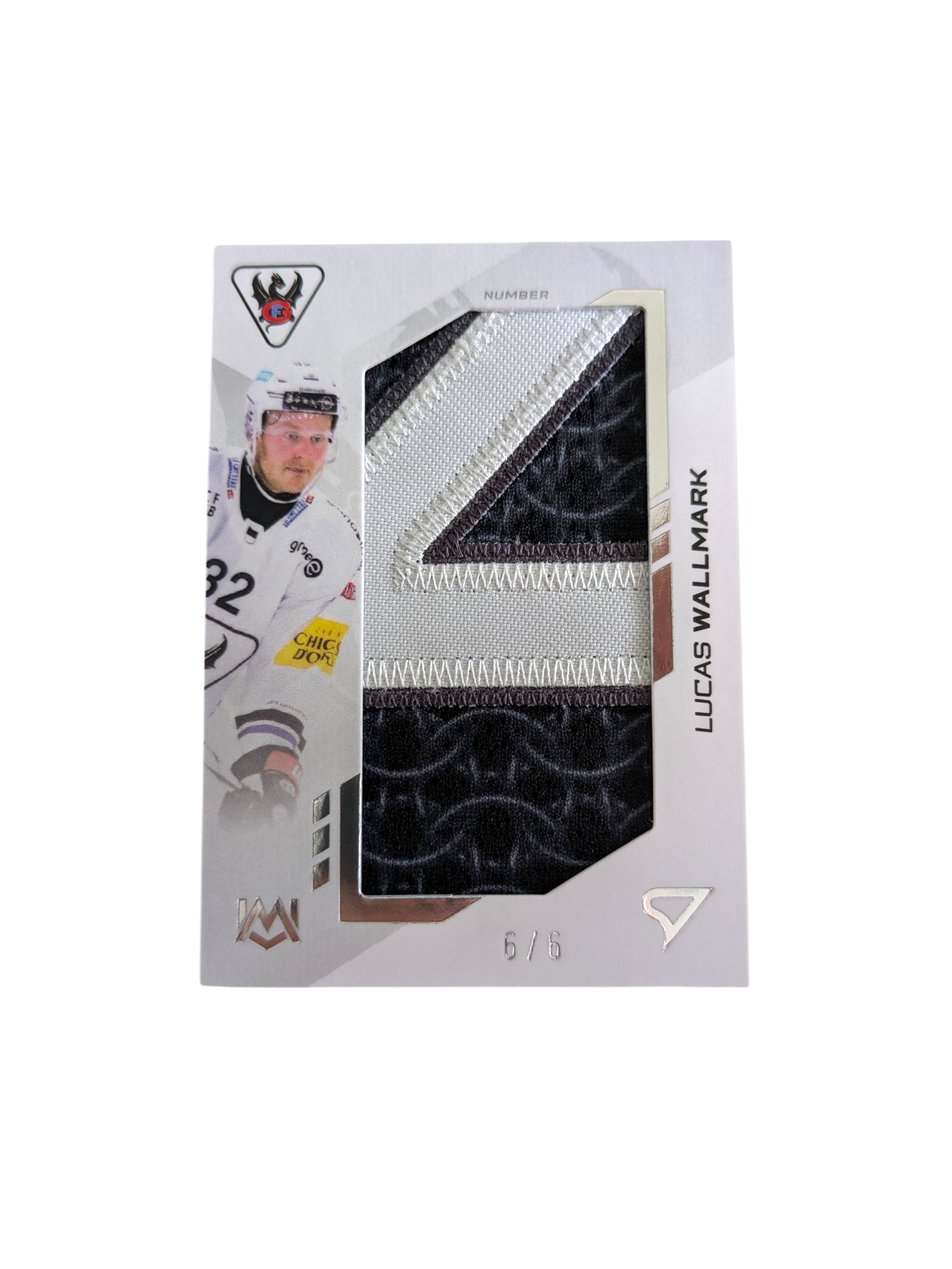 2024 SportZoo National League Fribourg Gotteron Lucas Wallmark Number Patch 6/6 card