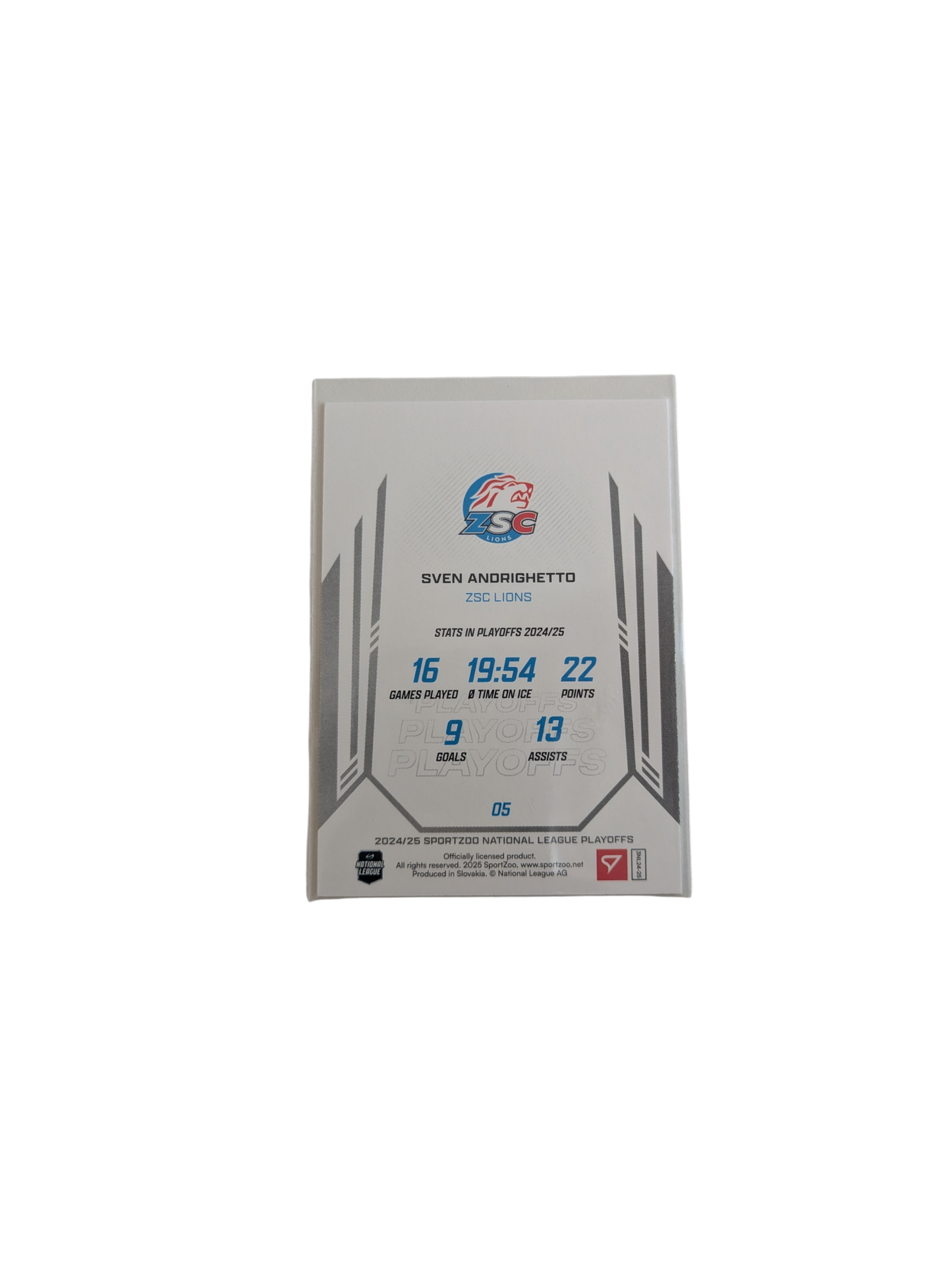 2025 SportZoo National League Playoffs ZSC Lions Andrighetto Base + 15/60 Green card