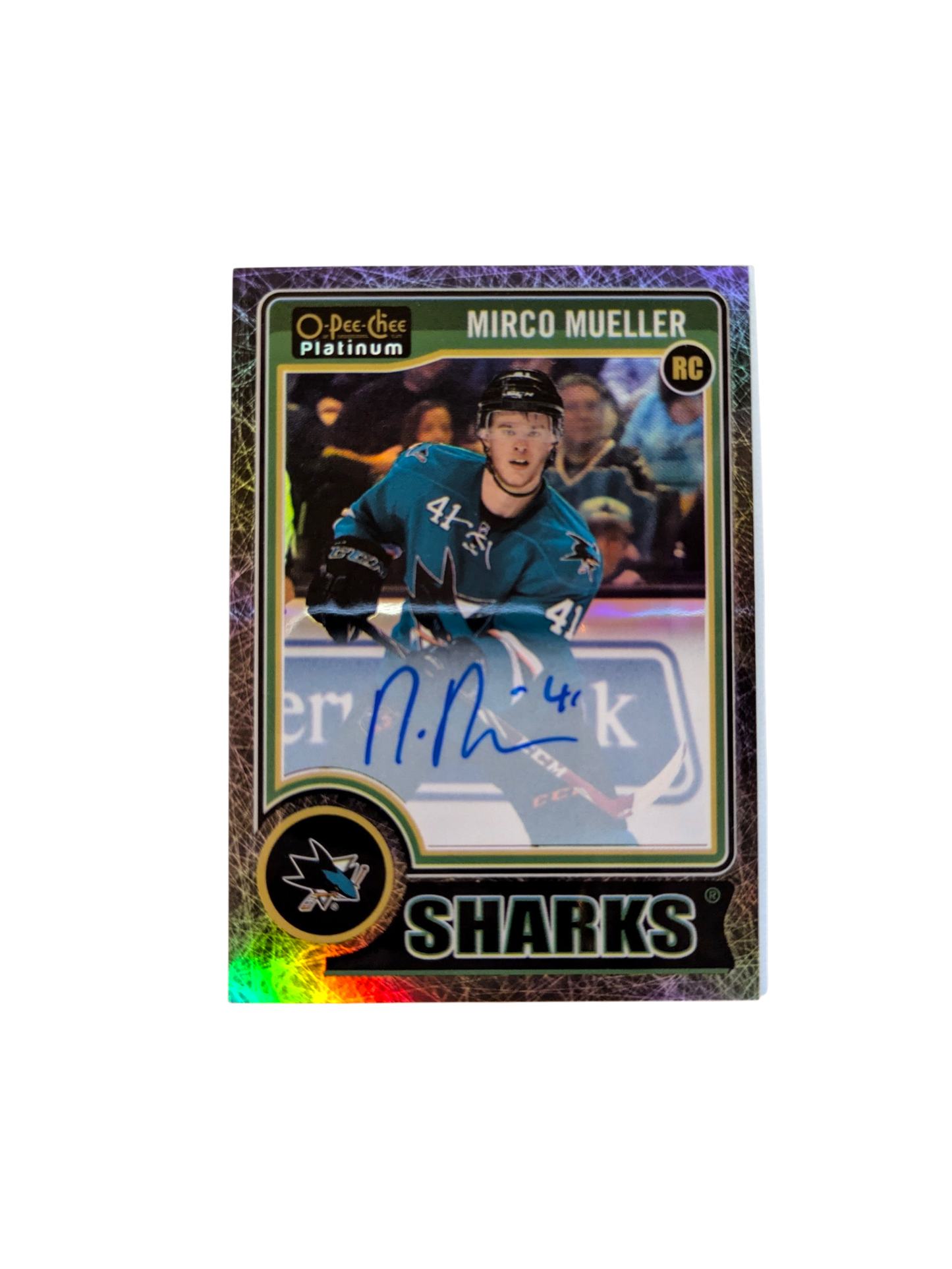 2014 Upper Deck O-Pee-Chee Platinum San Jose Sharks Mirco Mueller /99 Auto Card
