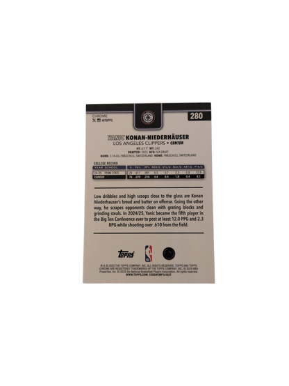 2025/26 Topps Chrome Los Angeles Clippers Yanic Konan Niederhauser #280 Rookie card