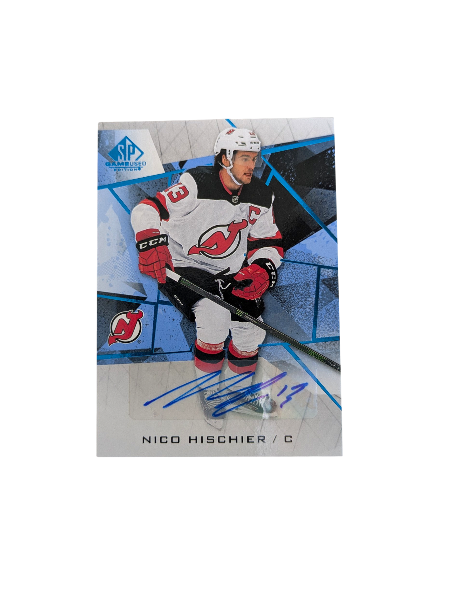 2021-22 Upper Deck SP Game Used New Jersey Devils Nico Hischier Auto Card
