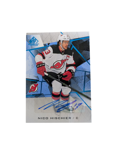 2021-22 Upper Deck SP Game Used New Jersey Devils Nico Hischier Auto Card