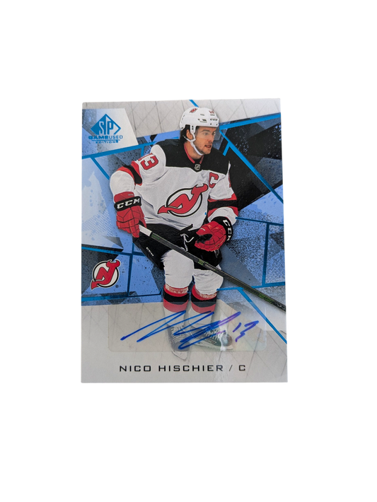 2021-22 Upper Deck SP Game Used New Jersey Devils Nico Hischier Auto Card