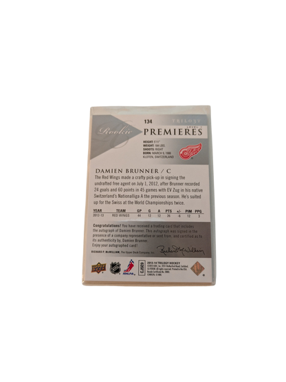 2013 Upper Deck Rookie Premieres Detroit Red Wings Damien Brunner /699 Auto card