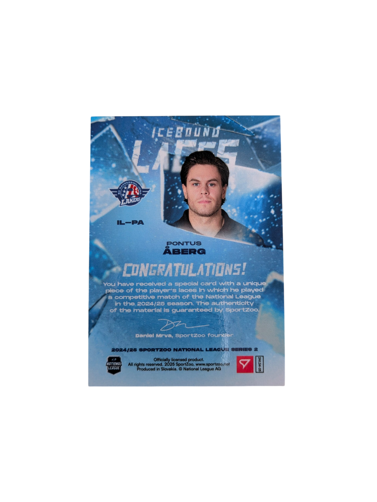 2025 SportZoo National League Series 2 EHC Kloten IceBound Laces Sami Niku /30 card