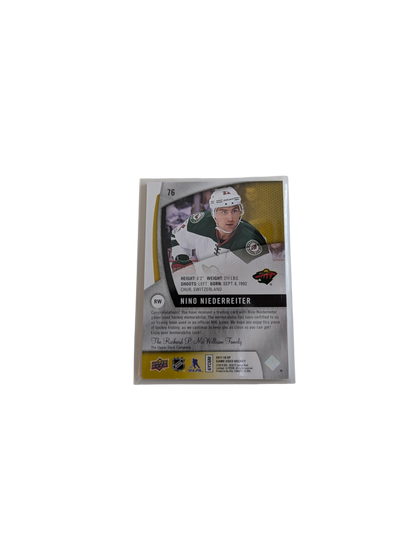 2017 Upper Deck SP Game Used Minnesota Wild Nino Niederreiter Jersey Patch card