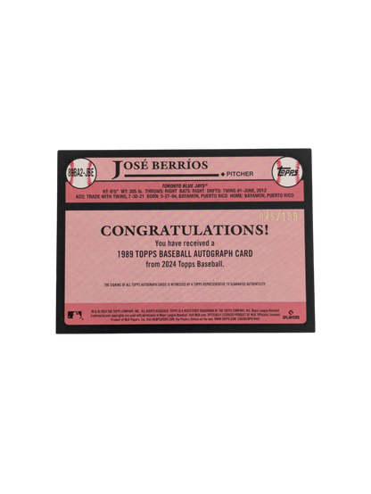 2024 Topps 35th Anniversary MLB Toronto Blue Jays José Berrios Auto card