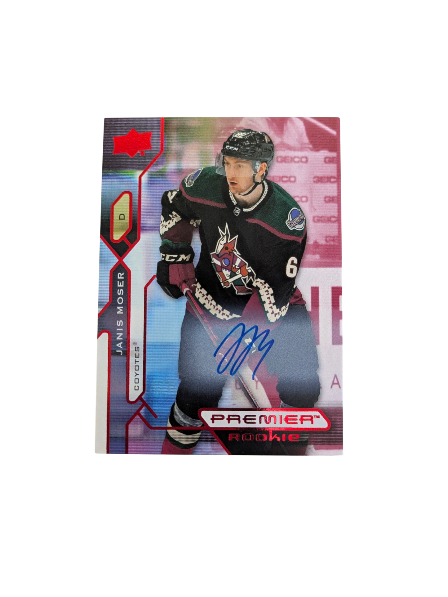 2021-22 Upper Deck Premier Rookie Phoenix Coyotes Janis JJ Moser Auto card