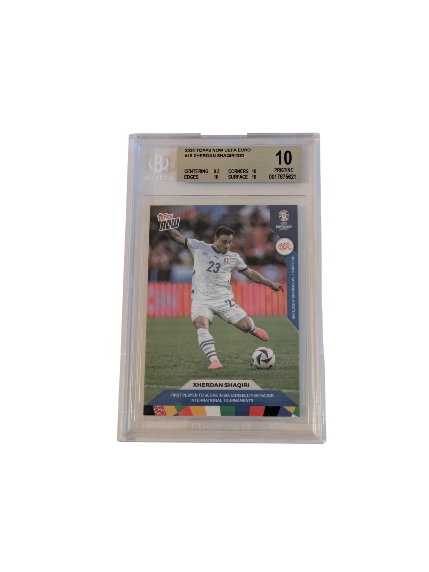2024 Topps Now UEFA Euro Switzerland Xherdan Shaqiri #19 Beckett 10 Card