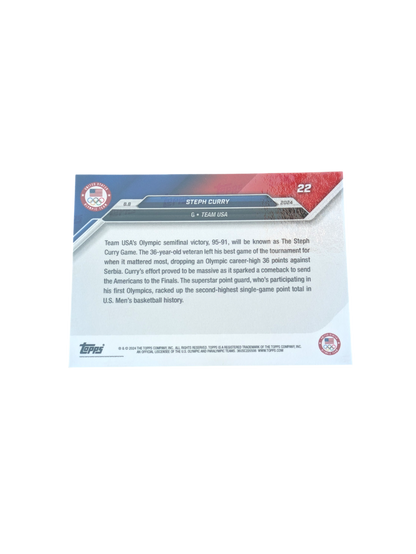 2024 Topps Now Team USA Steph Curry #22 card