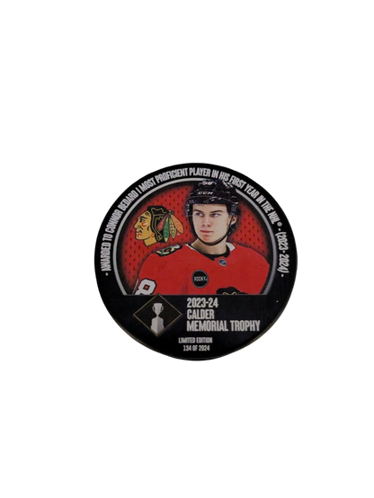 Chicago Blackhawks Connor Bedard NHL Calder Memorial Trophy Puck /2024