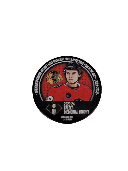 Chicago Blackhawks Connor Bedard NHL Calder Memorial Trophy Puck /2024