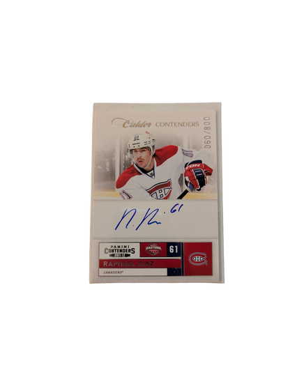 2011 Panini Contenders Montreal Canadiens Raphael Diaz /800 Auto card