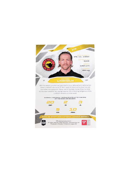 2026 SportZoo National League Bern Anton Lindholm 10/30 card